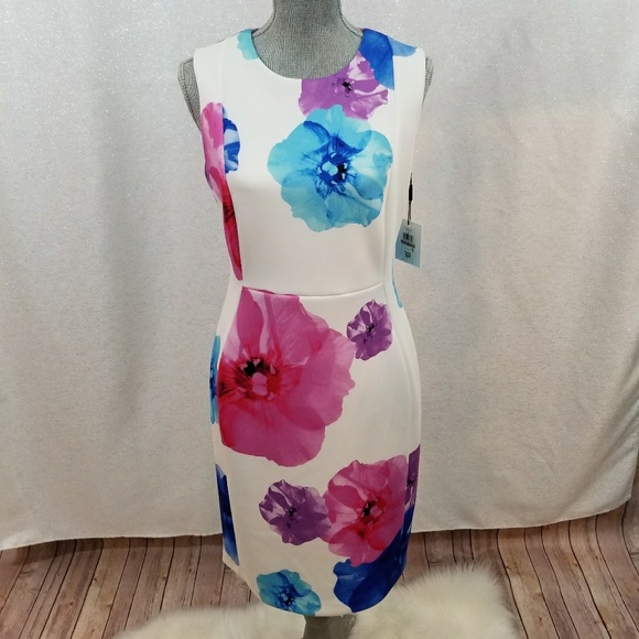 NWT Calvin Klein Floral Scuba Sheath Dress - Picture 3 of 8